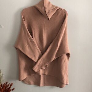 Slouchy Dolman Sleeve Size M Asymmetrical Tunic Sweater Dusty Pink